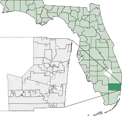 Location of Hillsboro Beach in Broward County, Florida