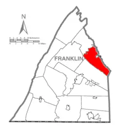 Map of Franklin County, Pennsylvania highlighting Southampton Township