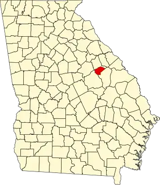 State map highlighting Glascock County