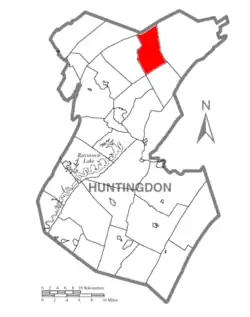 Map of Huntingdon County, Pennsylvania Highlighting Barree Township