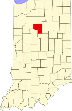 Cass County's location in Indiana