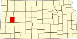 Map of Kansas highlighting Scott County