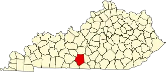 State map highlighting Barren County