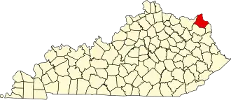 State map highlighting Greenup County