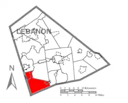 Location in Lebanon County, Pennsylvania
