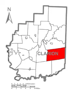 Map of Clarion County, Pennsylvania highlighting Limestone Township