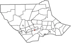 Duboistown highlighted in red on a map of Lycoming County