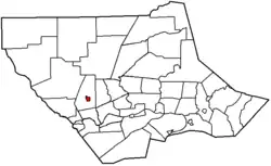 Salladasburg highlighted in red on a map of Lycoming County