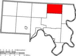 Location of Orange Township in Meigs County