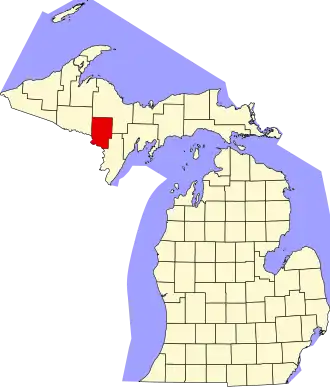 State map highlighting Dickinson County