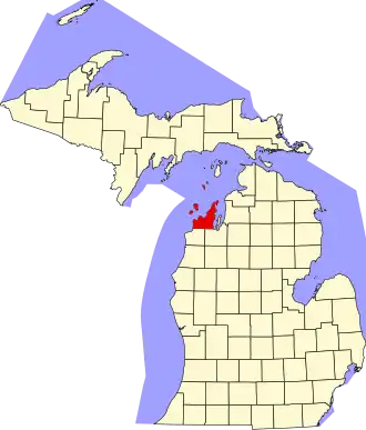 State map highlighting Leelanau County