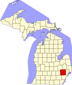 State map highlighting Oakland County
