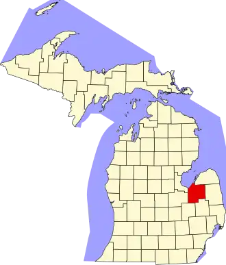 State map highlighting Tuscola County