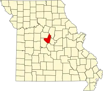 A state map highlighting Moniteau County in the middle part of the state.