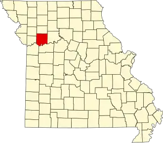 A state map highlighting Ray County in the northwestern part of the state.