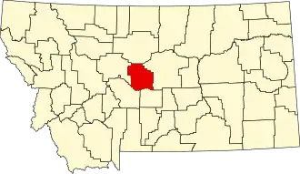 Map of Montana highlighting Judith Basin County