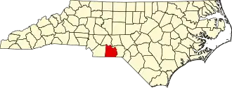 Map of North Carolina highlighting Anson County