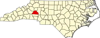 Map of North Carolina highlighting Catawba County