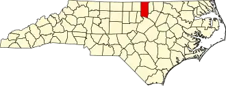Map of North Carolina highlighting Granville County