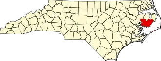State map highlighting Hyde County