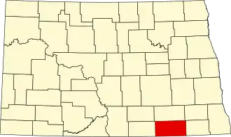 Map of North Dakota highlighting Dickey County