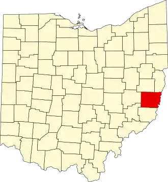 State map highlighting Belmont County