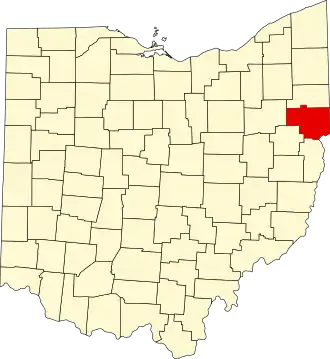 State map highlighting Columbiana County