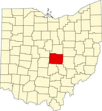 State map highlighting Licking County