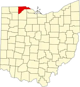 State map highlighting Lucas County