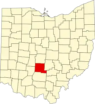 State map highlighting Pickaway County