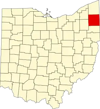 State map highlighting Trumbull County