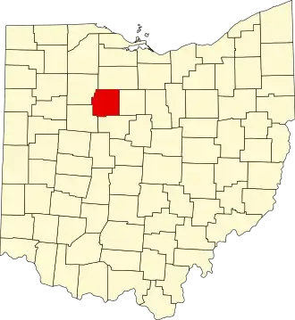 State map highlighting Wyandot County