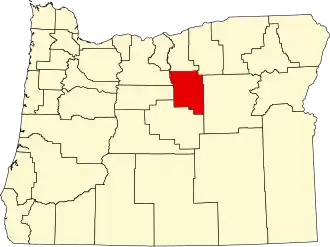 State map highlighting Wheeler County