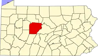 Location of Clearfield County in Pennsylvania