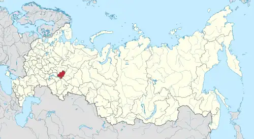 Map showing Udmurtia in Russia