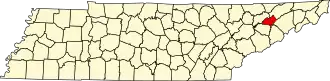 State map highlighting Hamblen County