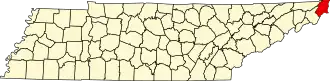 State map highlighting Johnson County