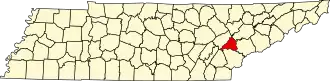 State map highlighting Loudon County