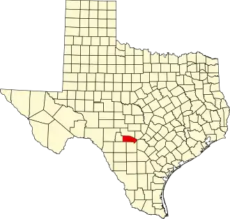 State map highlighting Bandera County