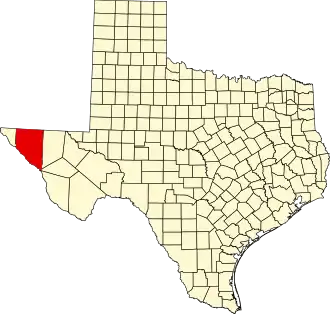 State map highlighting Hudspeth County