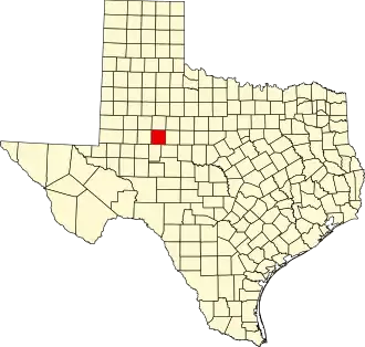 State map highlighting Mitchell County