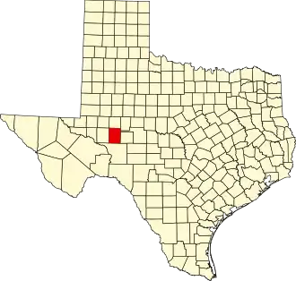 State map highlighting Reagan County