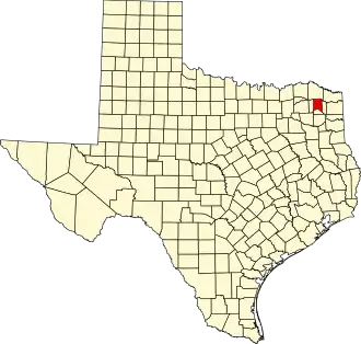 State map highlighting Titus County