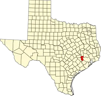 State map highlighting Waller County