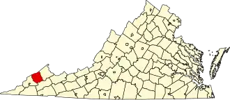 State map highlighting Dickenson County