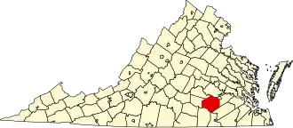 State map highlighting Dinwiddie County
