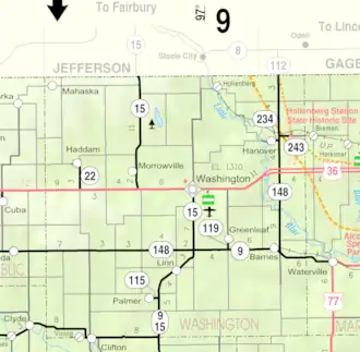 KDOT map of Washington County (legend)
