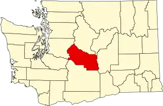 State map highlighting Kittitas County
