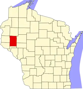 State map highlighting Dunn County