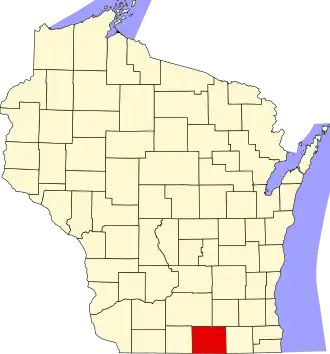 State map highlighting Rock County